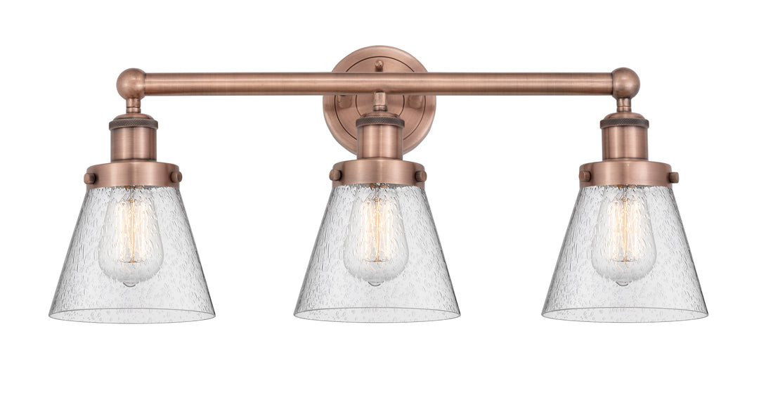 Innovations Lighting Cone 6" Bath Vanity Light - Antique Copper Vanity Lights Innovations Lighting Seedy ; Glass Type: Seedy; Ribbed  