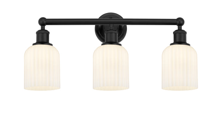 Innovations Lighting Bridal Veil 5" Bath Vanity Light - Matte Black Vanity Lights Innovations Lighting Gloss White ; Glass Type: Gloss White; Ribbed  