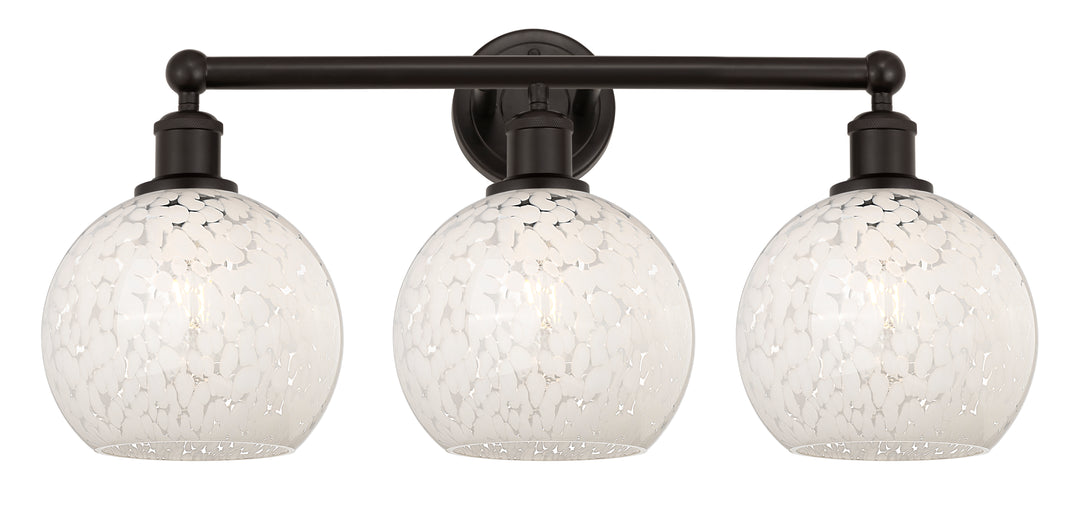 Innovations Lighting White Mouchette 8" Bath Vanity Light - Oil Rubbed Bronze Vanity Lights Innovations Lighting White Mouchette ; Glass Type: White  