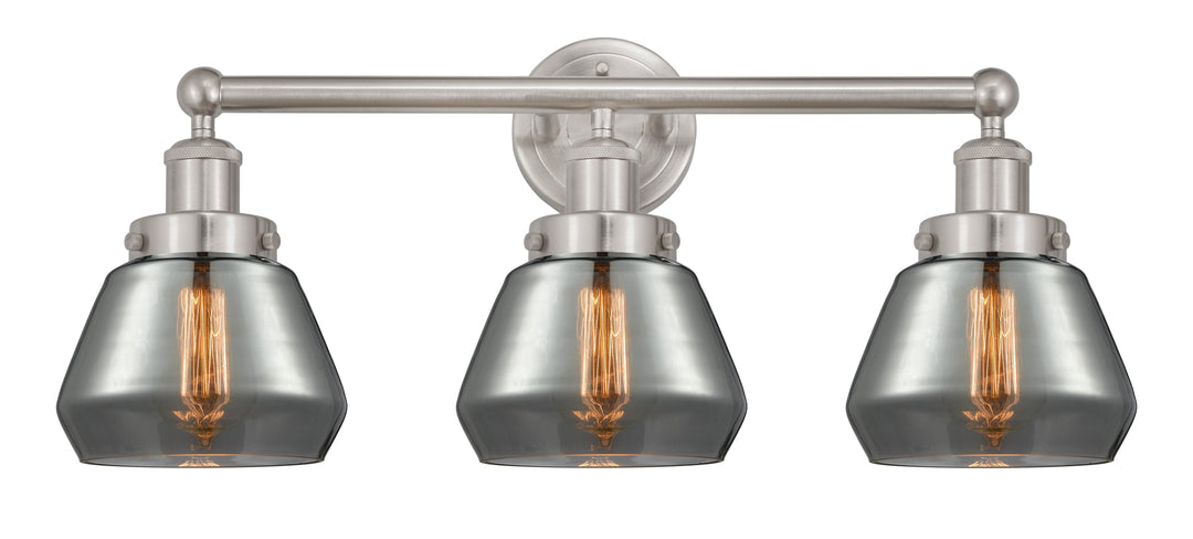 Innovations Lighting Fulton 7" Bath Vanity Light - Brushed Satin Nickel Vanity Lights Innovations Lighting Light Smoke ; Glass Type: Smoked; Ribbed  