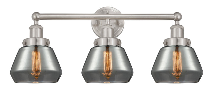 Innovations Lighting Fulton 7" Bath Vanity Light - Brushed Satin Nickel Vanity Lights Innovations Lighting Light Smoke ; Glass Type: Smoked; Ribbed  