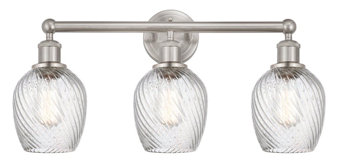 Innovations Lighting Salina 6" Bath Vanity Light - Brushed Satin Nickel Vanity Lights Innovations Lighting Clear Spiral Fluted ; Glass Type: Transparent  