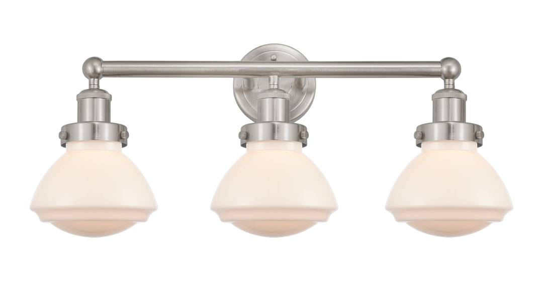 Innovations Lighting Olean 6.75" Bath Vanity Light - Brushed Satin Nickel Vanity Lights Innovations Lighting Matte White ; Glass Type: Frosted; Ribbed  