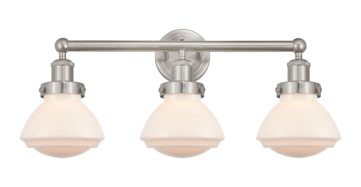 Innovations Lighting Olean 6.75" Bath Vanity Light - Brushed Satin Nickel Vanity Lights Innovations Lighting Matte White ; Glass Type: Frosted; Ribbed  