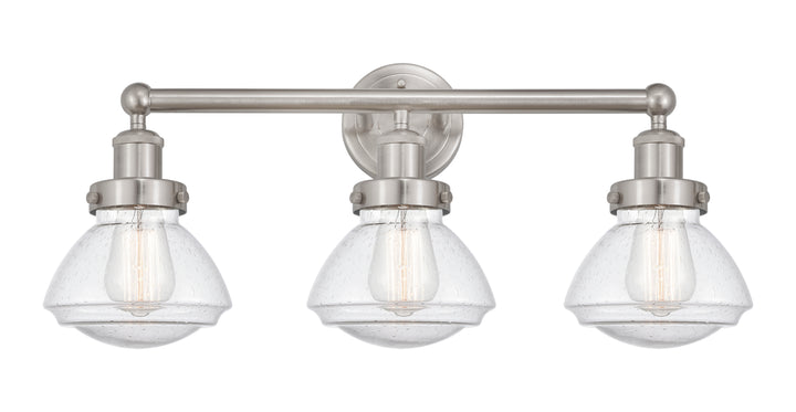 Innovations Lighting Olean 6.75" Bath Vanity Light - Brushed Satin Nickel Vanity Lights Innovations Lighting Seedy ; Glass Type: Seeded  