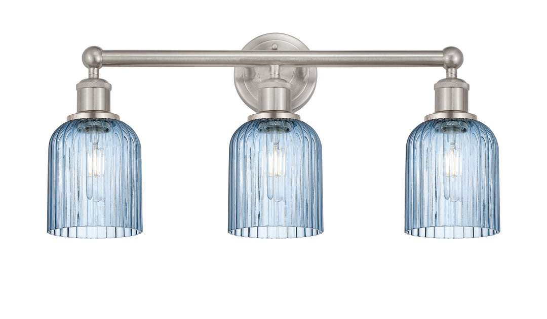 Innovations Lighting Bridal Veil 5" Bath Vanity Light - Brushed Satin Nickel Vanity Lights Innovations Lighting Princess Blue ; Glass Type: Princess Blue; Ribbed  