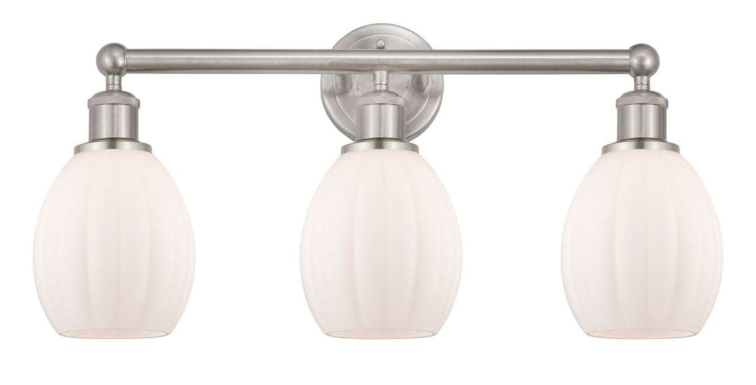 Innovations Lighting Eaton 5.5" Bath Vanity Light - Brushed Satin Nickel Vanity Lights Innovations Lighting Matte White ; Glass Type: White; Ribbed  