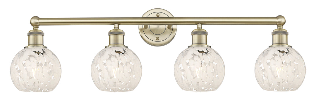 Innovations Lighting White Mouchette 6" Bath Vanity Light - Antique Brass Vanity Lights Innovations Lighting White Mouchette ; Glass Type: White  