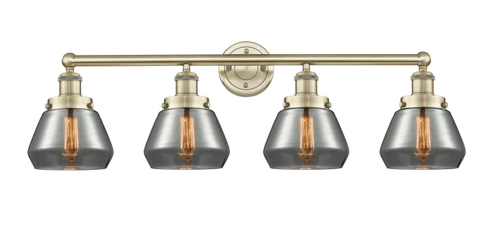 Innovations Lighting Fulton 7" Bath Vanity Light - Antique Brass Vanity Lights Innovations Lighting Light Smoke ; Glass Type: Smoked; Ribbed  