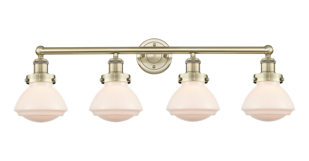 Innovations Lighting Olean 6.75" Bath Vanity Light - Antique Brass Vanity Lights Innovations Lighting Matte White ; Glass Type: Frosted; Ribbed  