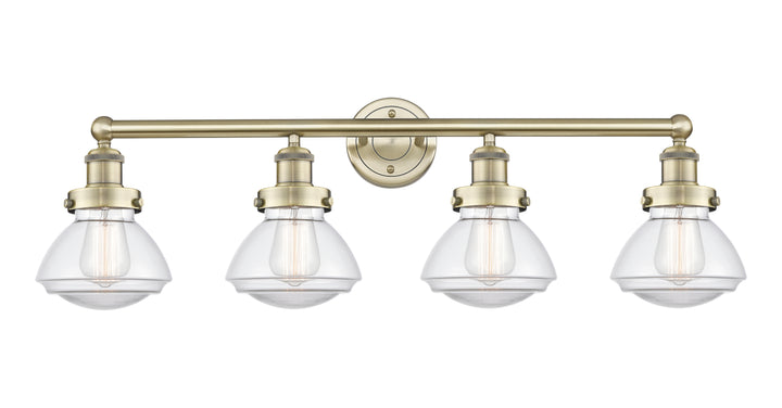 Innovations Lighting Olean 6.75" Bath Vanity Light - Antique Brass Vanity Lights Innovations Lighting Clear ; Glass Type: Transparent; Ribbed  