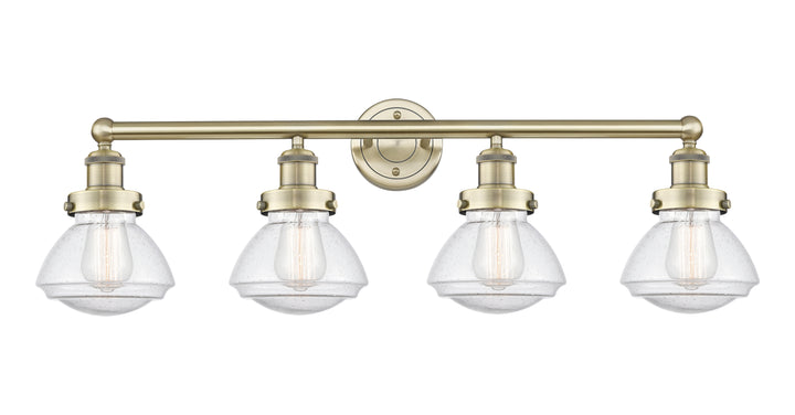 Innovations Lighting Olean 6.75" Bath Vanity Light - Antique Brass Vanity Lights Innovations Lighting Seedy ; Glass Type: Seeded  