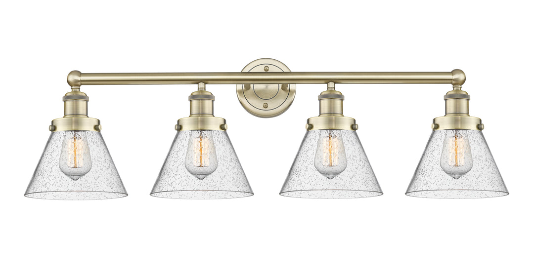 Innovations Lighting Cone 8" Bath Vanity Light - Antique Brass Vanity Lights Innovations Lighting Seedy ; Glass Type: Seedy; Ribbed  