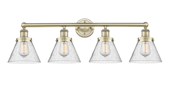 Innovations Lighting Cone 8" Bath Vanity Light - Antique Brass Vanity Lights Innovations Lighting Seedy ; Glass Type: Seedy; Ribbed  