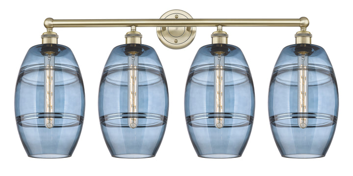 Innovations Lighting Vaz 8" Bath Vanity Light - Antique Brass Vanity Lights Innovations Lighting Blue  ; Glass Type: Blue  