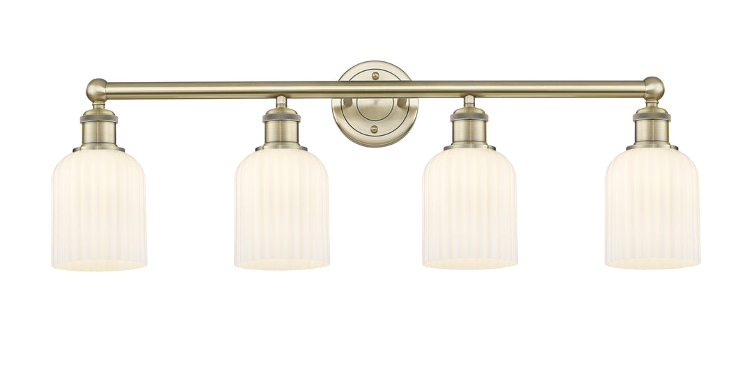 Innovations Lighting Bridal Veil 5" Bath Vanity Light - Antique Brass Vanity Lights Innovations Lighting Gloss White ; Glass Type: Gloss White; Ribbed  