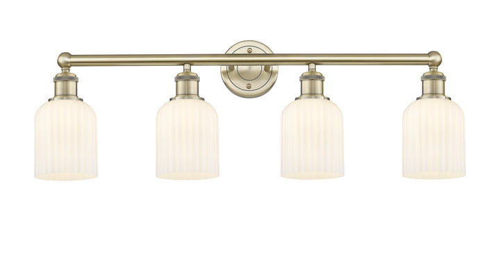 Innovations Lighting Bridal Veil 5" Bath Vanity Light - Antique Brass Vanity Lights Innovations Lighting Gloss White ; Glass Type: Gloss White; Ribbed  