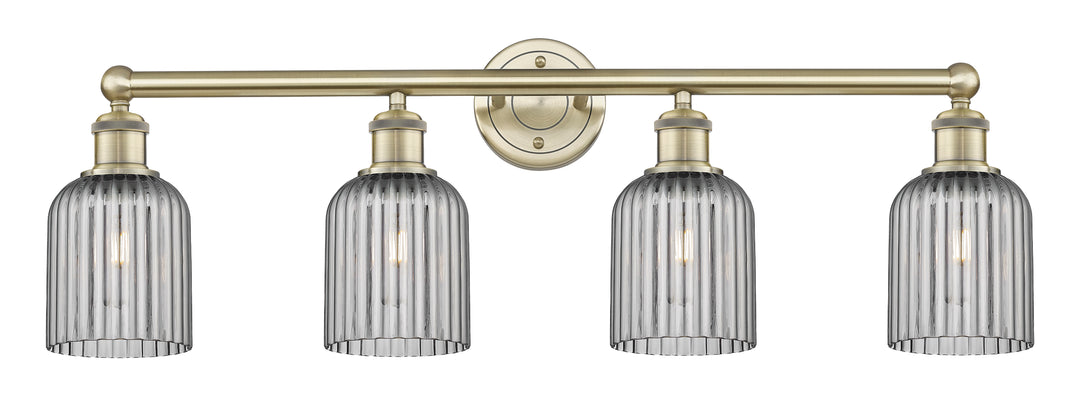 Innovations Lighting Bridal Veil 5" Bath Vanity Light - Antique Brass Vanity Lights Innovations Lighting Light Smoke ; Glass Type: Light Smoke; Ribbed  