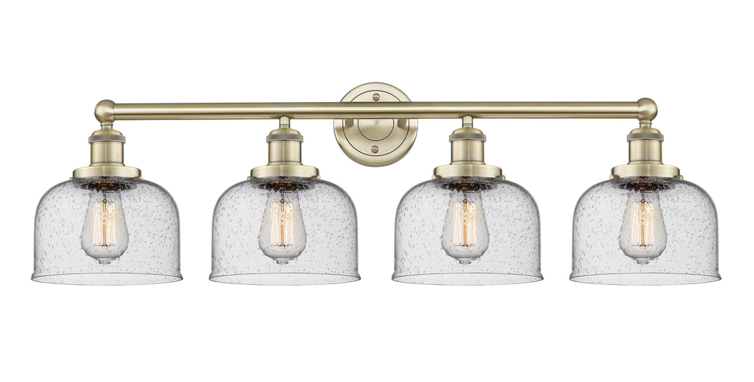 Innovations Lighting Bell 8" Bath Vanity Light - Antique Brass Vanity Lights Innovations Lighting Seedy ; Glass Type: Seedy; Ribbed  