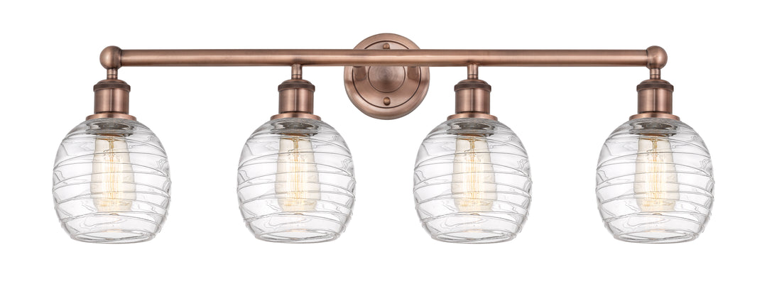 Innovations Lighting Belfast 6" Bath Vanity Light - Antique Copper Vanity Lights Innovations Lighting Deco Swirl ; Glass Type: Clear  