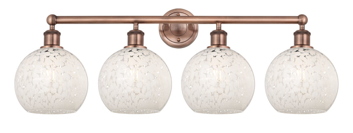 Innovations Lighting White Mouchette 8" Bath Vanity Light - Antique Copper Vanity Lights Innovations Lighting White Mouchette ; Glass Type: White  