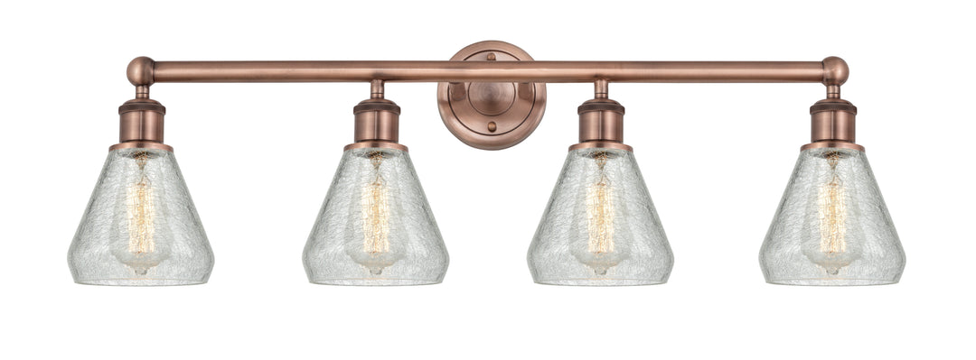 Innovations Lighting Conesus 6" Bath Vanity Light - Antique Copper Vanity Lights Innovations Lighting Clear Crackle ; Glass Type: Crackled  