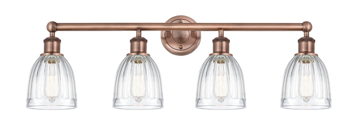 Innovations Lighting Brookfield 6" Bath Vanity Light - Antique Copper Vanity Lights Innovations Lighting Clear ; Glass Type: Transparent; Ribbed  