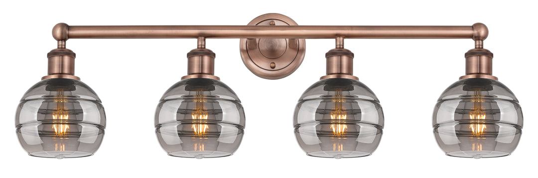 Innovations Lighting Rochester 6" Bath Vanity Light - Antique Copper Vanity Lights Innovations Lighting Light Smoke ; Glass Type: Smoked  