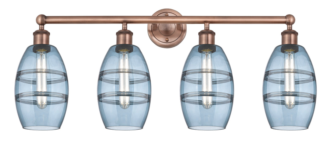 Innovations Lighting Vaz 6" Bath Vanity Light - Antique Copper Vanity Lights Innovations Lighting Blue  ; Glass Type: Blue  