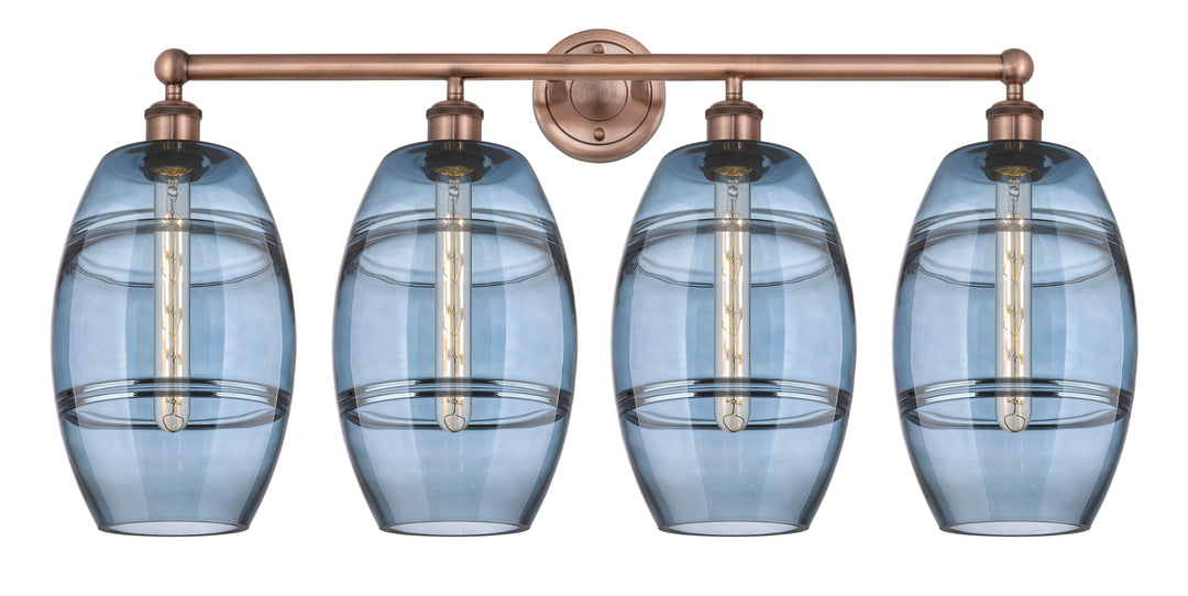 Innovations Lighting Vaz 8" Bath Vanity Light - Antique Copper Vanity Lights Innovations Lighting Blue  ; Glass Type: Blue  