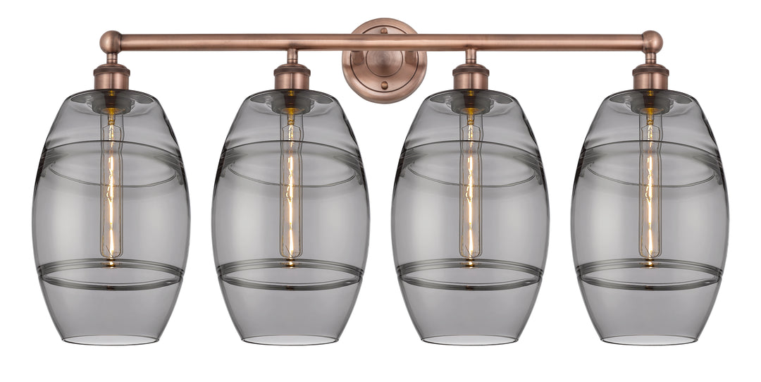 Innovations Lighting Vaz 8" Bath Vanity Light - Antique Copper Vanity Lights Innovations Lighting Light Smoke ; Glass Type: Smoked  