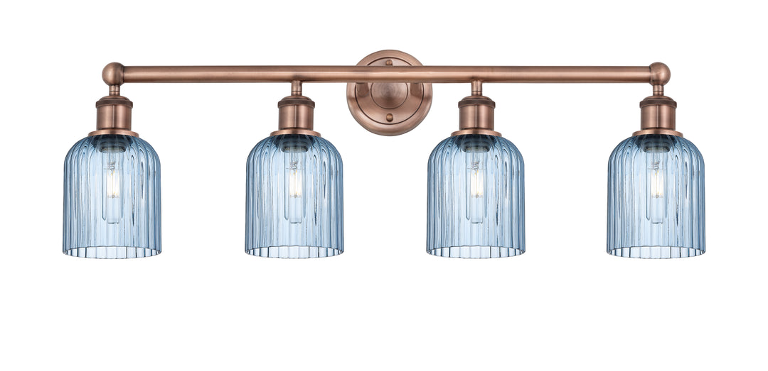 Innovations Lighting Bridal Veil 5" Bath Vanity Light - Antique Copper Vanity Lights Innovations Lighting Princess Blue ; Glass Type: Princess Blue; Ribbed  