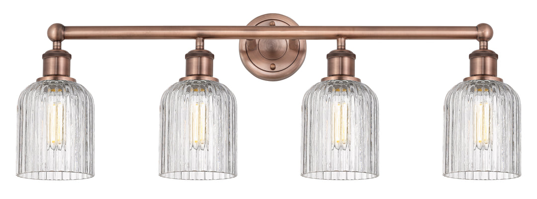 Innovations Lighting Bridal Veil 5" Bath Vanity Light - Antique Copper Vanity Lights Innovations Lighting Clear ; Glass Type: Clear; Ribbed  