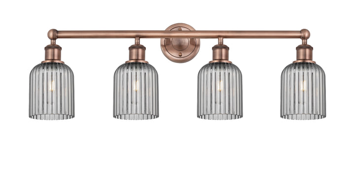 Innovations Lighting Bridal Veil 5" Bath Vanity Light - Antique Copper Vanity Lights Innovations Lighting Light Smoke ; Glass Type: Light Smoke; Ribbed  