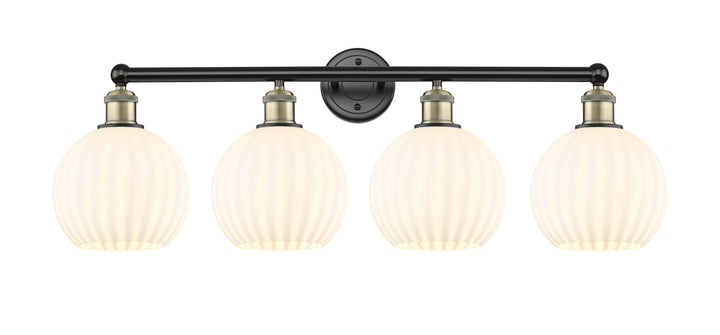 Innovations Lighting White Venetian 8" Bath Vanity Light - Black Antique Brass Vanity Lights Innovations Lighting White Venetian ; Glass Type: White  