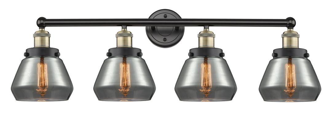 Innovations Lighting Fulton 7" Bath Vanity Light - Black Antique Brass Vanity Lights Innovations Lighting Light Smoke ; Glass Type: Smoked; Ribbed  