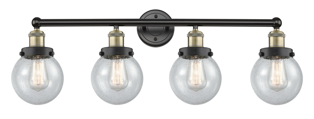 Innovations Lighting Beacon 6" Bath Vanity Light - Black Antique Brass Vanity Lights Innovations Lighting Seedy ; Glass Type: Seedy  