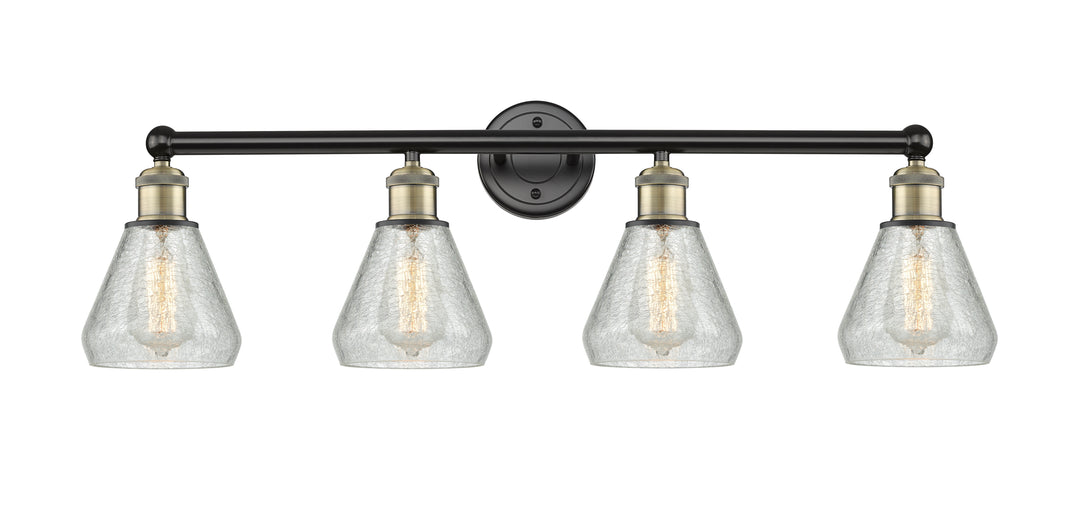 Innovations Lighting Conesus 6" Bath Vanity Light - Black Antique Brass Vanity Lights Innovations Lighting Clear Crackle ; Glass Type: Crackled  