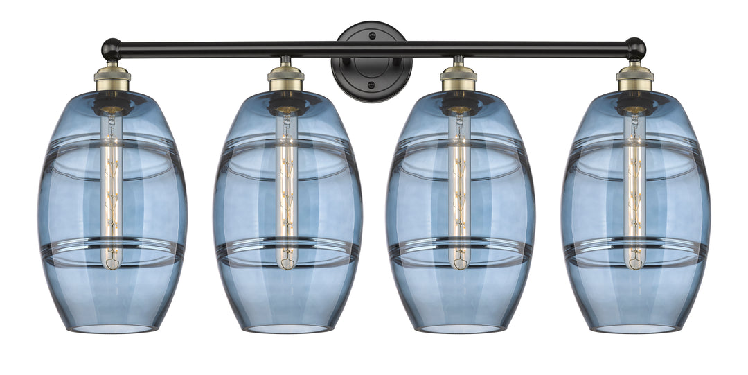 Innovations Lighting Vaz 8" Bath Vanity Light - Black Antique Brass Vanity Lights Innovations Lighting Blue  ; Glass Type: Blue  