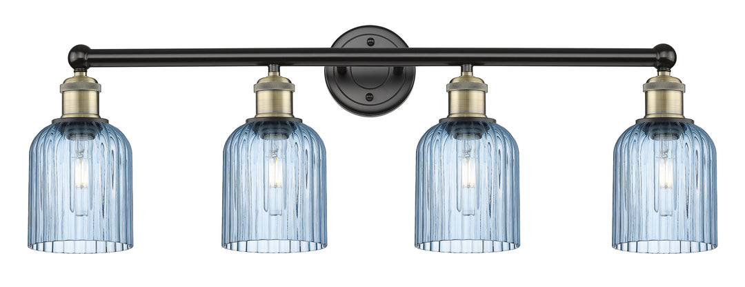 Innovations Lighting Bridal Veil 5" Bath Vanity Light - Black Antique Brass Vanity Lights Innovations Lighting Princess Blue ; Glass Type: Princess Blue; Ribbed  