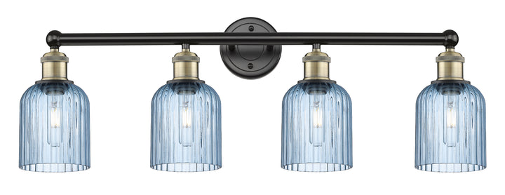 Innovations Lighting Bridal Veil 5" Bath Vanity Light - Black Antique Brass Vanity Lights Innovations Lighting Princess Blue ; Glass Type: Princess Blue; Ribbed  