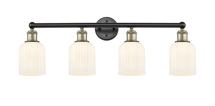 Innovations Lighting Bridal Veil 5" Bath Vanity Light - Black Antique Brass Vanity Lights Innovations Lighting Gloss White ; Glass Type: Gloss White; Ribbed  