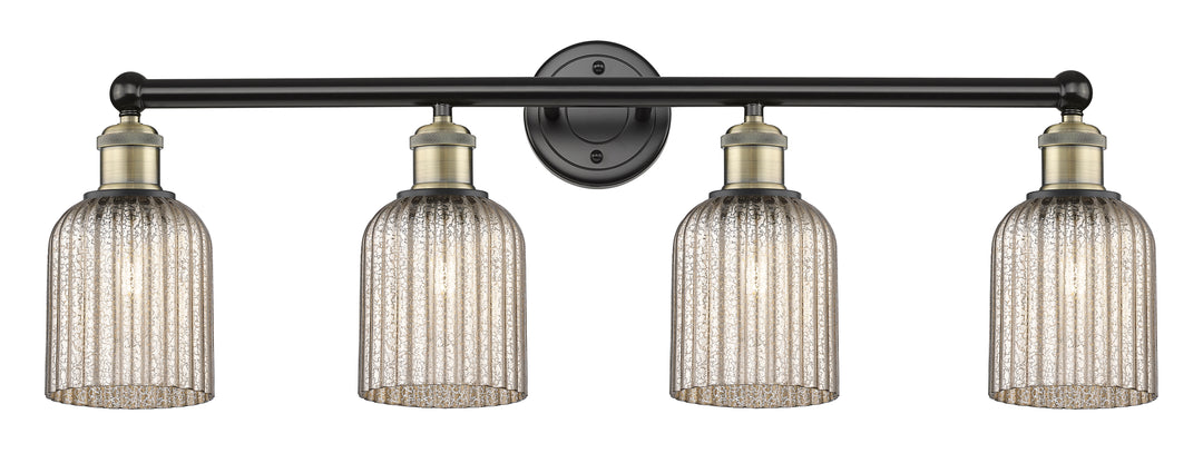 Innovations Lighting Bridal Veil 5" Bath Vanity Light - Black Antique Brass Vanity Lights Innovations Lighting Mercury ; Glass Type: Mercury; Ribbed  