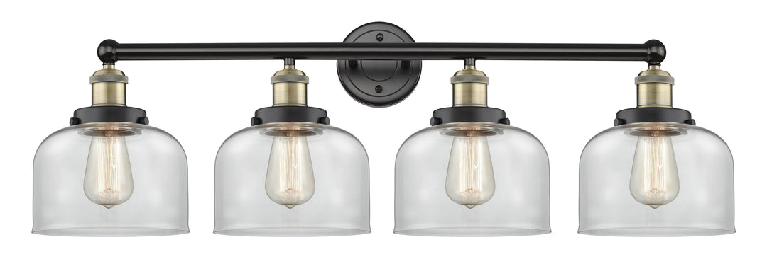 Innovations Lighting Bell 8" Bath Vanity Light - Black Antique Brass Vanity Lights Innovations Lighting Clear ; Glass Type: Transparent; Ribbed  