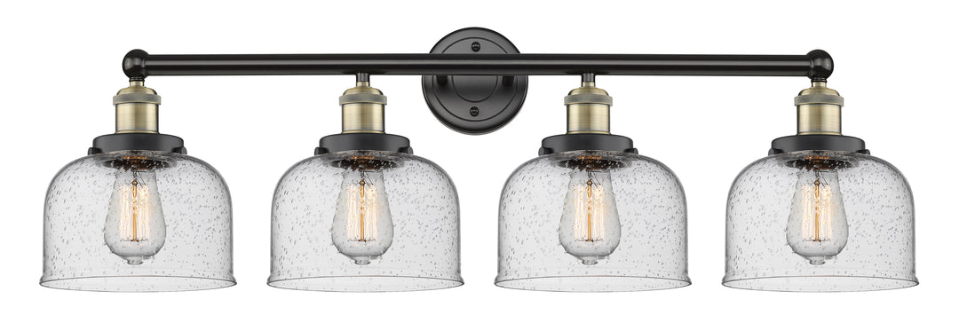 Innovations Lighting Bell 8" Bath Vanity Light - Black Antique Brass Vanity Lights Innovations Lighting Seedy ; Glass Type: Seedy; Ribbed  