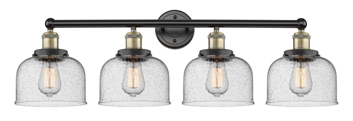 Innovations Lighting Bell 8" Bath Vanity Light - Black Antique Brass Vanity Lights Innovations Lighting Seedy ; Glass Type: Seedy; Ribbed  