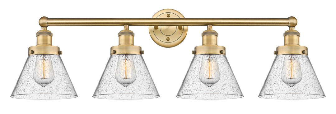 Innovations Lighting Cone 8" Bath Vanity Light - Brushed Brass Vanity Lights Innovations Lighting Seedy ; Glass Type: Seedy; Ribbed  