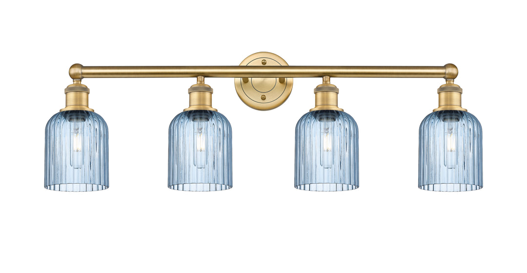 Innovations Lighting Bridal Veil 5" Bath Vanity Light - Brushed Brass Vanity Lights Innovations Lighting Princess Blue ; Glass Type: Princess Blue; Ribbed  