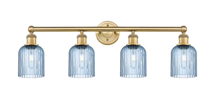 Innovations Lighting Bridal Veil 5" Bath Vanity Light - Brushed Brass Vanity Lights Innovations Lighting Princess Blue ; Glass Type: Princess Blue; Ribbed  