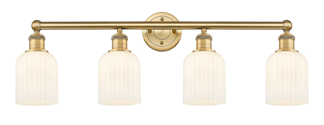 Innovations Lighting Bridal Veil 5" Bath Vanity Light - Brushed Brass Vanity Lights Innovations Lighting Gloss White ; Glass Type: Gloss White; Ribbed  